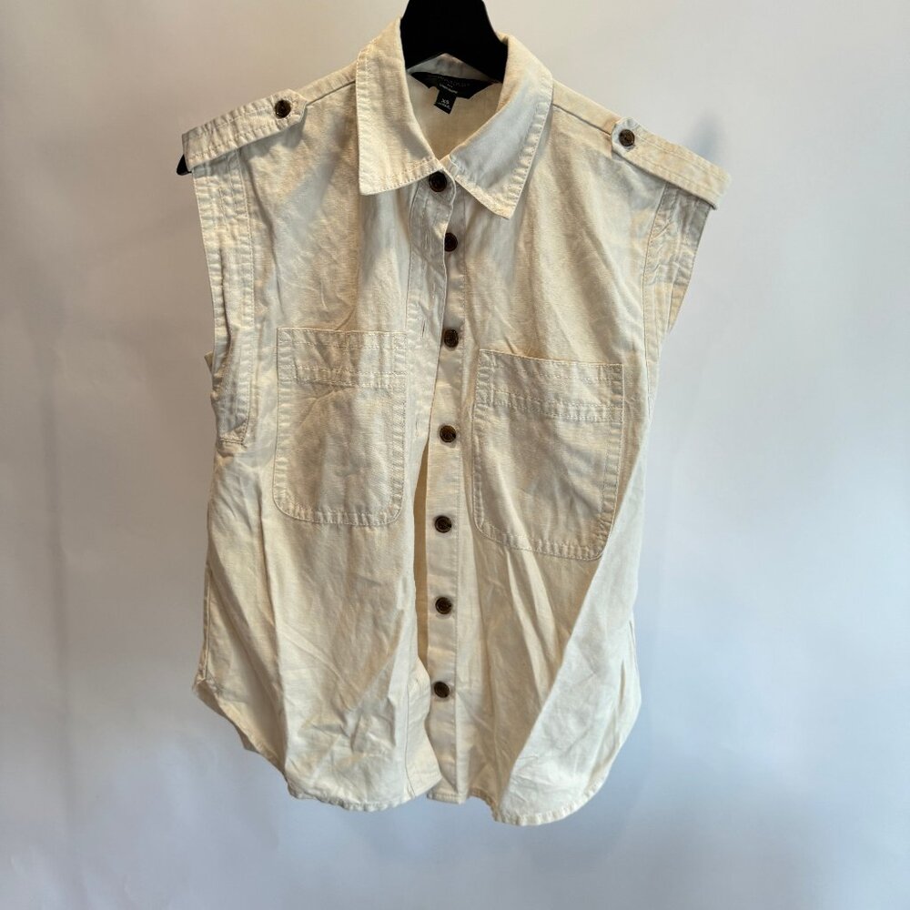 XS Banana republic tan beige cotton/linen sleeveless button up